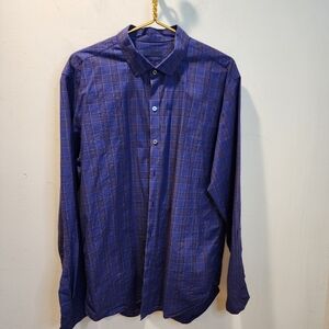ZACHARY PRELL Men's Blue Plaid Long Sleeves Button-Up Shirt Size XL